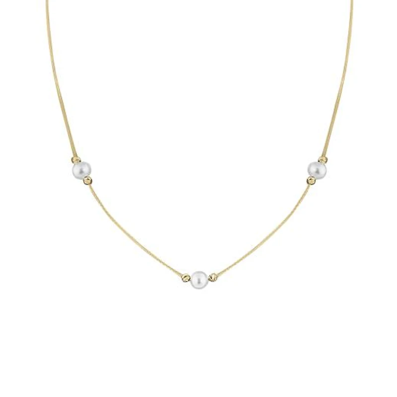 10K Yellow Gold Adjustable Pearl Necklace
