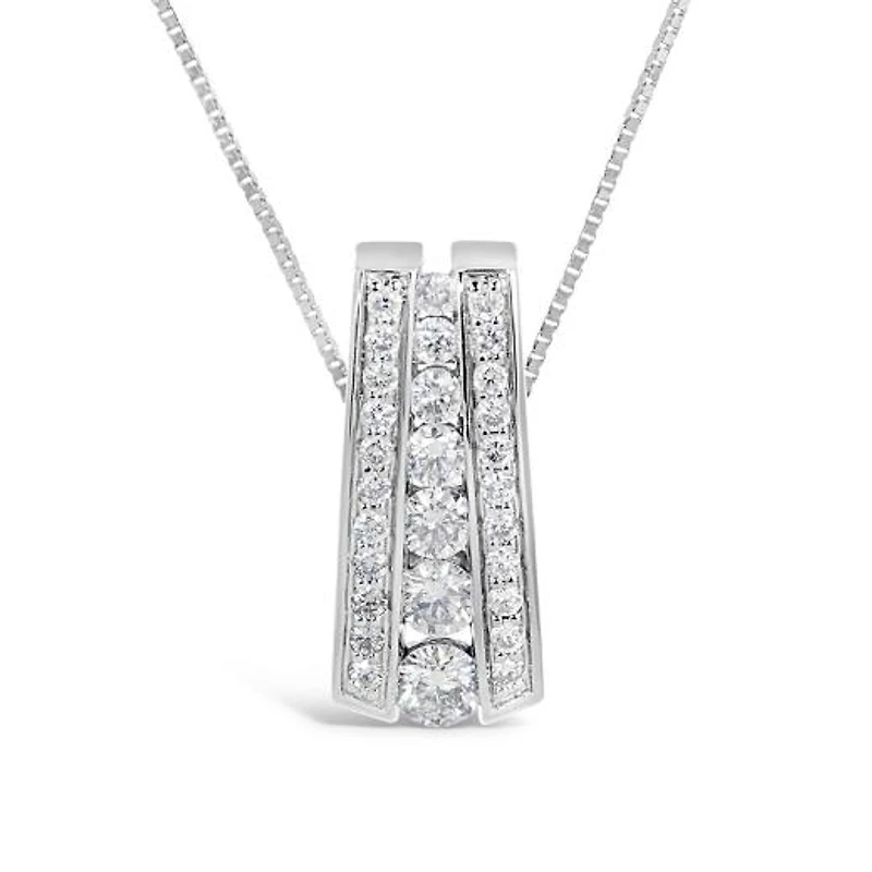 10K White Gold 1.00CTW Diamond Pendant