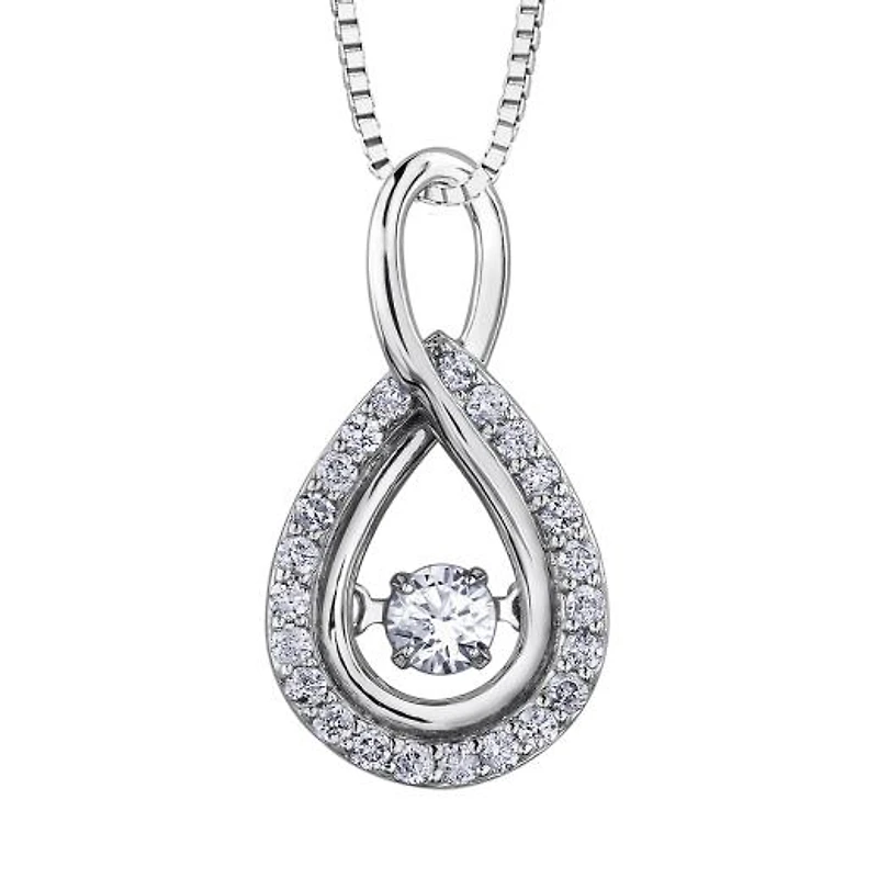 10K White Gold 1.00CTW Dancing Diamond Pendant