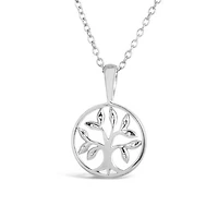 Sterling Silver Tree of Life 0.02CTW Diamond Pendant