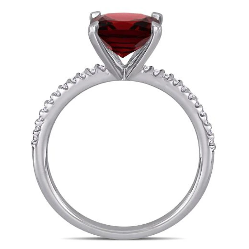 Julianna B 14K White Gold Garnet & 0.11CTW Diamond Fashion Ring