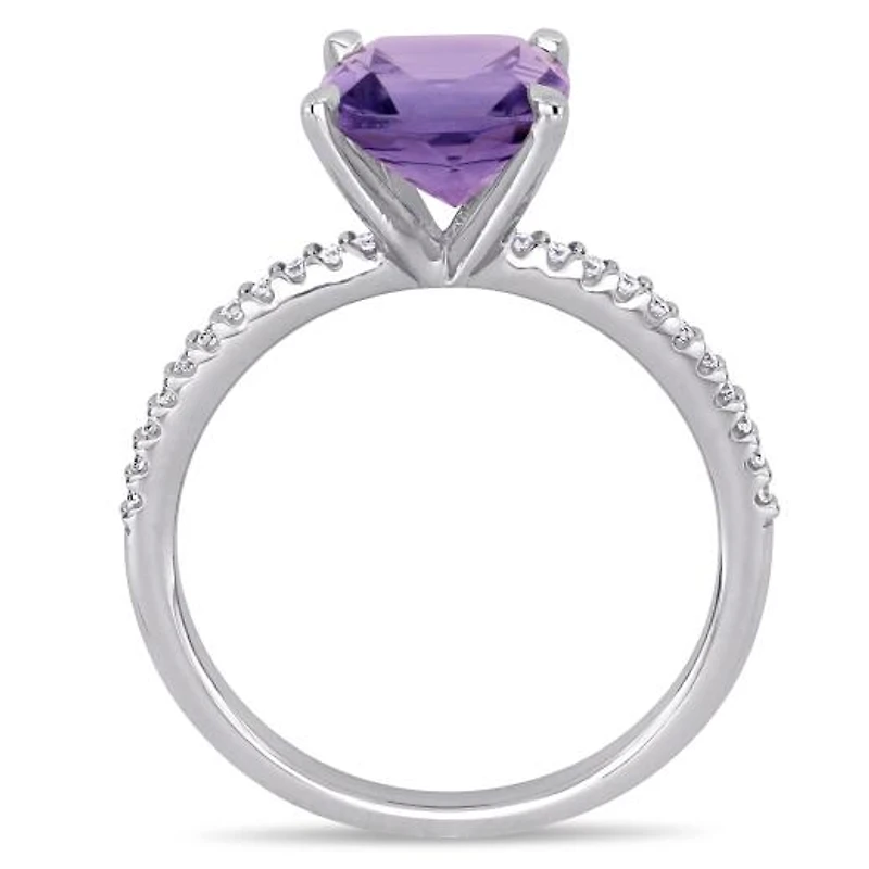 Julianna B 14K White Gold Amethyst & 0.10CTW Diamond Fashion Ring