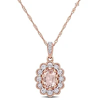 Julianna B 10K Rose Gold Morganite White Sapphire & Diamond Pendant with Chain