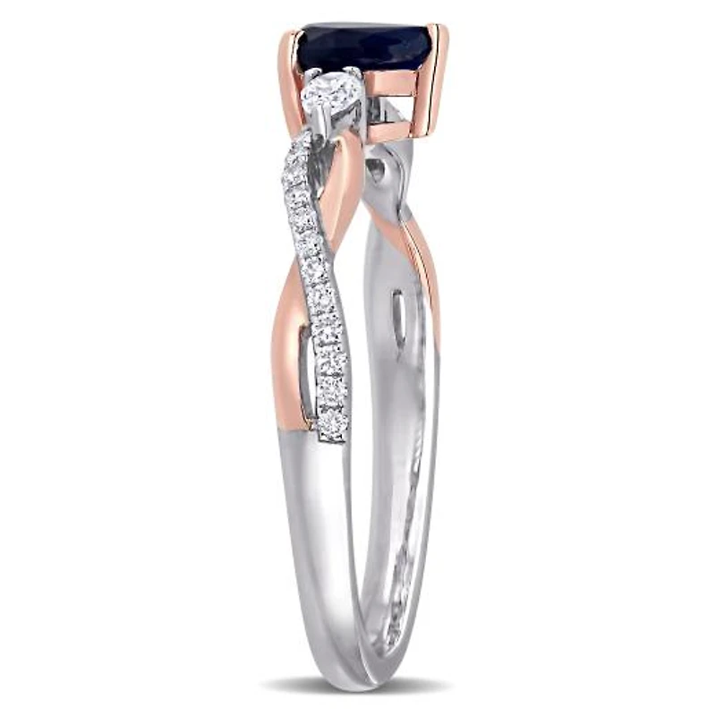 Julianna B 14K White & Pink Gold Sapphire & 0.20CTW Diamond Fashion Ring