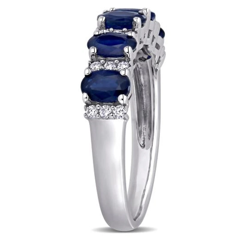 Julianna B 14K White Gold Blue Sapphire & 0.16CTW Diamond Fashion Ring