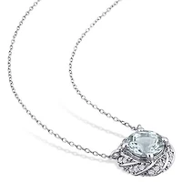 Julianna B 10K White Gold Aquamarine & 0.12CTW Diamond Pendant with Chain