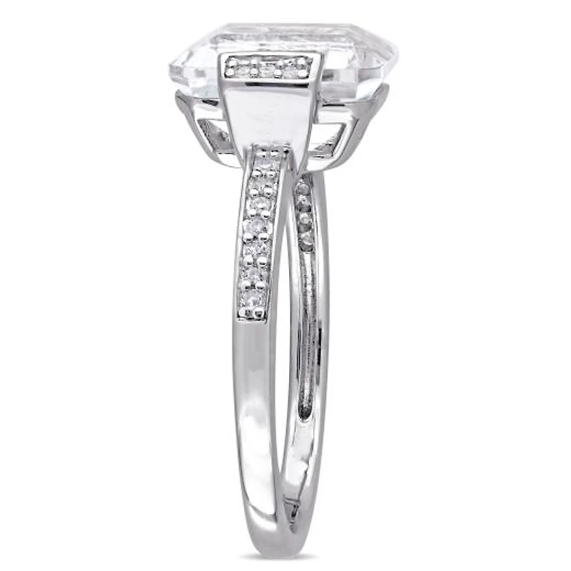Julianna B Sterling Silver White Topaz & 0.10CTW Diamond Fashion Ring