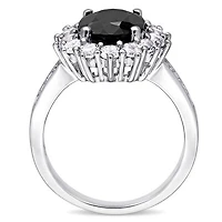 Julianna B Sterling Silver Black Sapphire & Created White Sapphire Fashion Ring