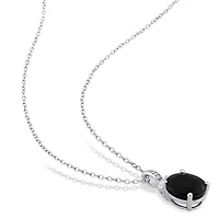 Julianna B Sterling Silver Sapphire, Created White Sapphire & Diamond Pendant