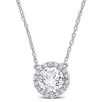 Julianna B Sterling Silver Created White Sapphire Fashion Pendant with Chain