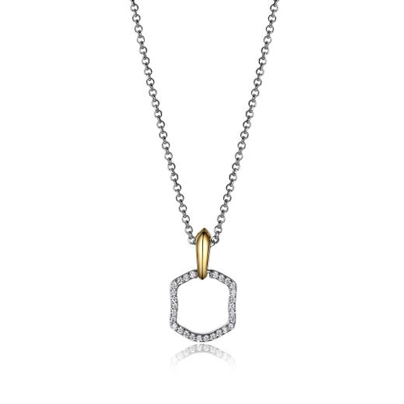 Elle 17+2" 2-Tone Cubic Zirconia Pendant Necklace
