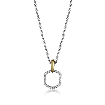 Elle 17+2" 2-Tone Cubic Zirconia Pendant Necklace