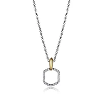 Elle 17+2" 2-Tone Cubic Zirconia Pendant Necklace
