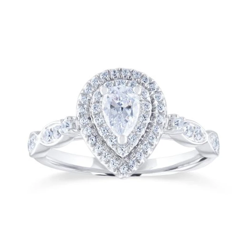 Diamond Revelations 14K White Gold 0.70CTW Pear Shaped Bridal Ring