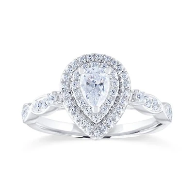 Diamond Revelations 14K White Gold 0.70CTW Pear Shaped Bridal Ring