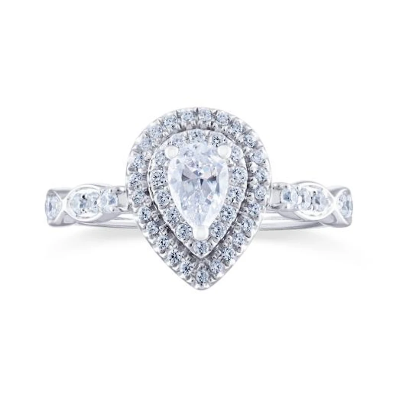 Diamond Revelations 14K White Gold 0.70CTW Pear Shaped Bridal Ring