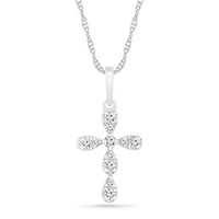 10K White Gold 0.10CTW Diamond Cross Pendant