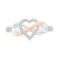 Sterling Silver & 10K Rose Gold 0.10CTW Diamond Ring