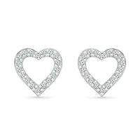 10K White Gold 0.05CTW Diamond Heart Earrings