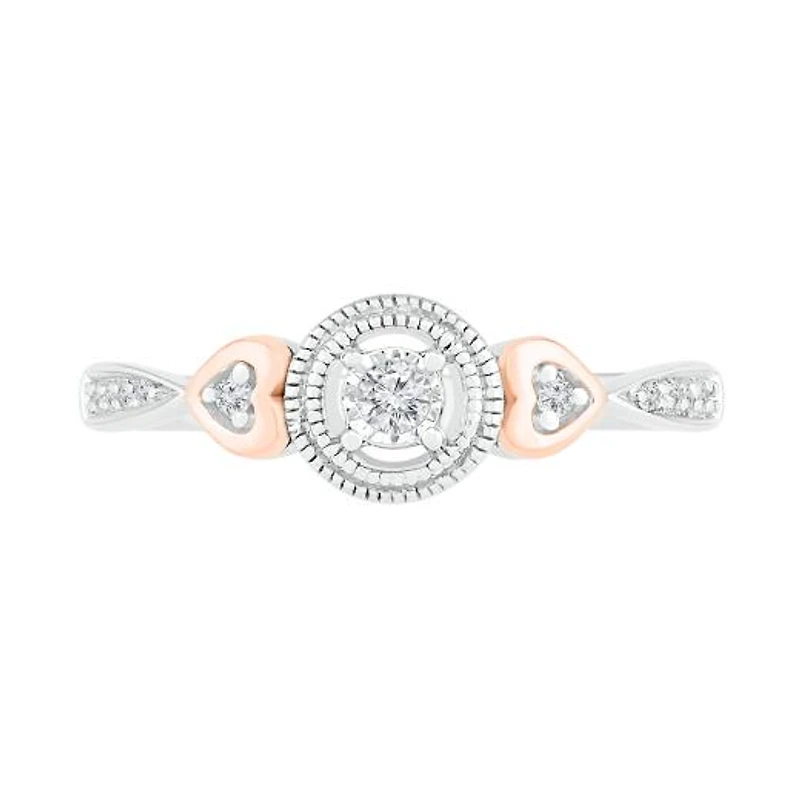 Sterling Silver & 10K Rose Gold 0.10CTW Diamond Ring
