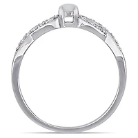 Julianna B Sterling Silver Opal and 0.10CTW Diamond Infinity Ring