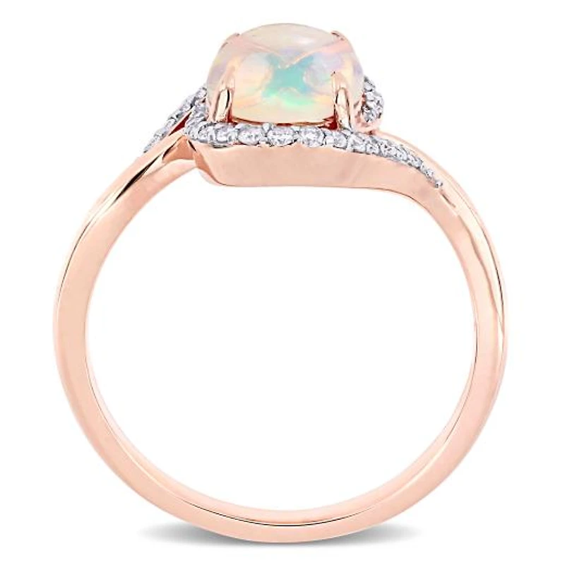 Julianna B 10K Rose Gold Ethiopian Blue Opal & 0.15CTW Diamond Ring
