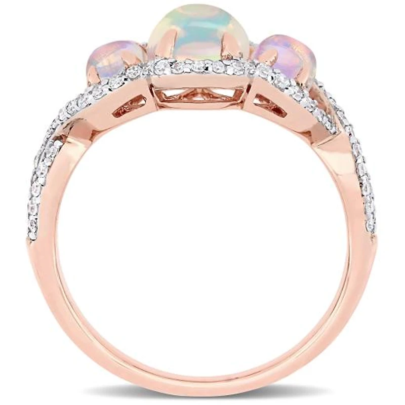 Julianna B 10K Rose Gold Ethiopian Blue Opal & 0.31CTW Diamond Ring