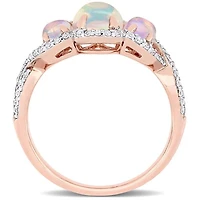 Julianna B 10K Rose Gold Ethiopian Blue Opal & 0.31CTW Diamond Ring