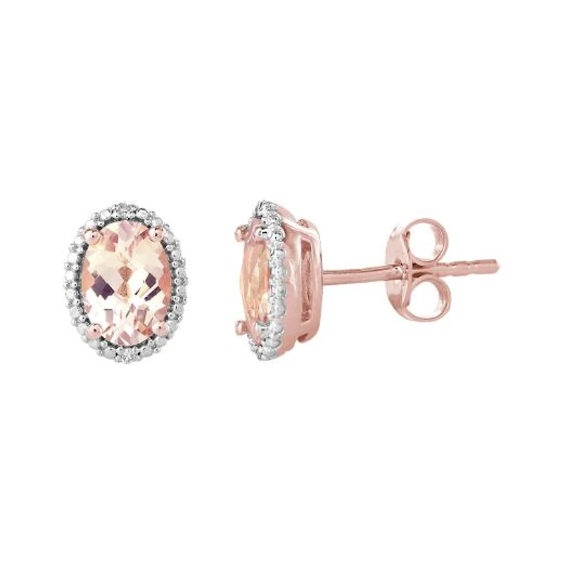 10K Rose Gold Morganite & Diamond Earrings
