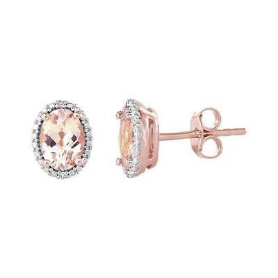 10K Rose Gold Morganite & Diamond Earrings