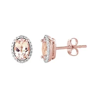 10K Rose Gold Morganite & Diamond Earrings