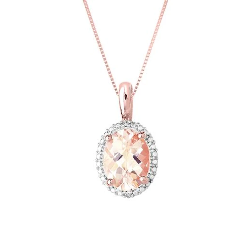 10K Rose Gold Morganite & Diamond Necklace
