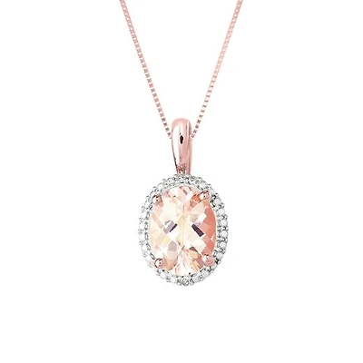 10K Rose Gold Morganite & Diamond Necklace