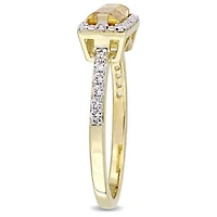 Julianna B Yellow Plated Sterling Silver Citrine & White Sapphire Halo Ring
