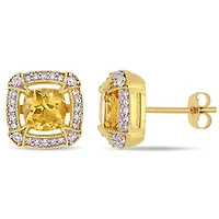 Julianna B 10K Yellow Gold Citrine White Sapphire & 0.02CTW Diamond Earrings