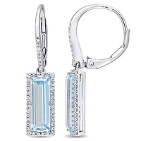 Julianna B Sterling Silver Blue Topaz & White Sapphire Earrings
