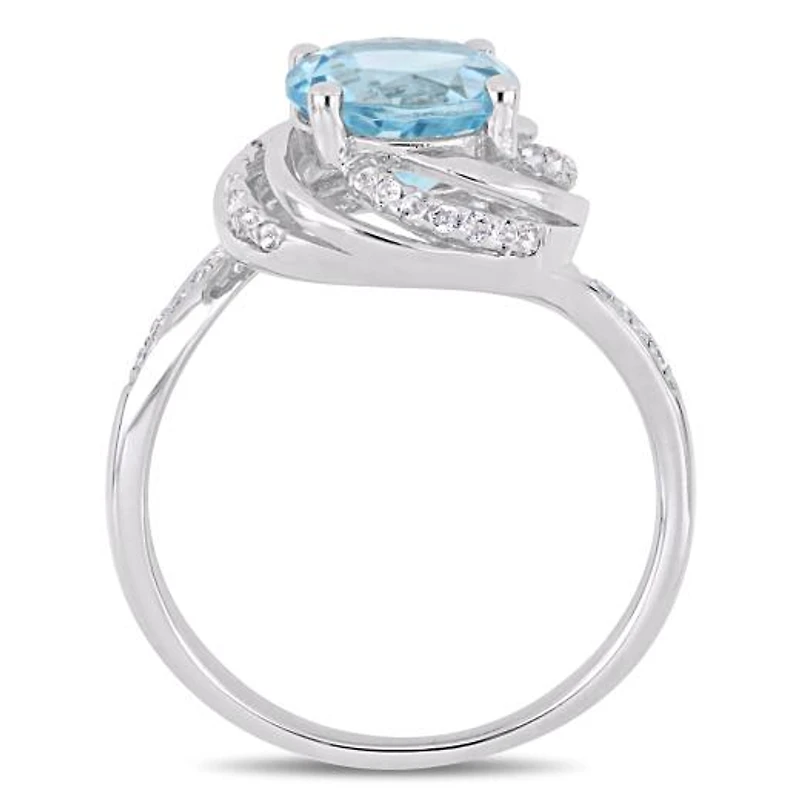 Julianna B Sterling Silver Sky Blue & White Topaz with Diamond Accent Ring