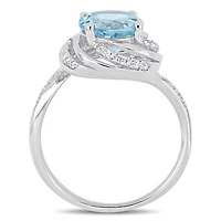 Julianna B Sterling Silver Sky Blue & White Topaz with Diamond Accent Ring