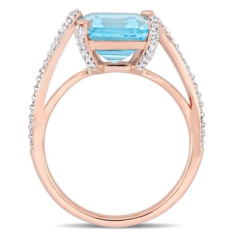Julianna B 14K Rose Gold Sky-Blue Topaz & Diamond Cocktail Ring