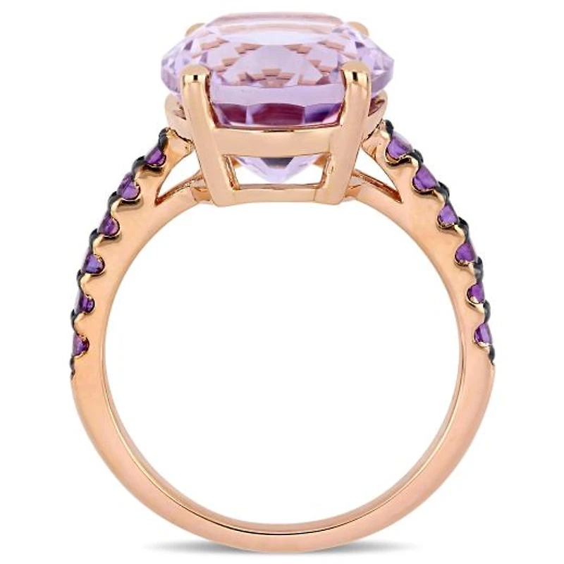 Julianna B Rose Plated Sterling Silver Amethyst & Rose De France Ring