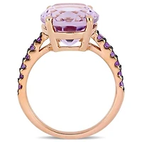 Julianna B Rose Plated Sterling Silver Amethyst & Rose De France Ring