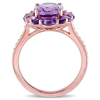 Julianna B Rose Plated Sterling Silver Amethyst Topaz & Rose De France Ring