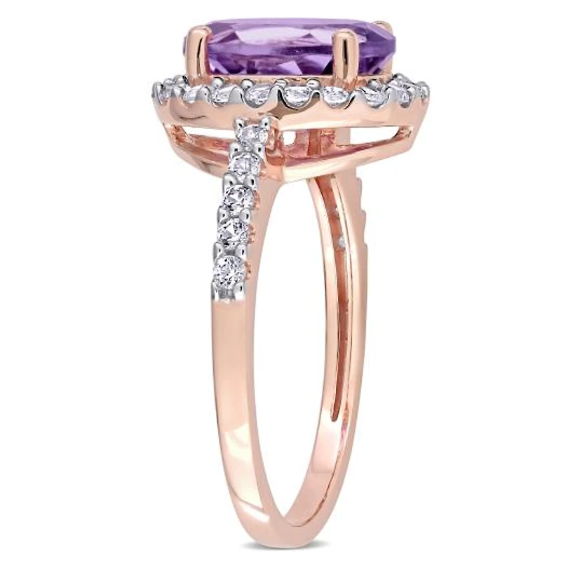 Julianna B 10K Rose Gold Amethyst & Created White Sapphire Bridal Ring