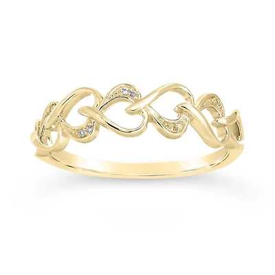 10K Yellow Gold Diamond Heart Ring