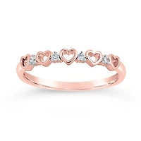 10K Rose Gold Diamond Heart Stackable Ring