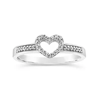 Sterling Silver Diamond Heart Ring