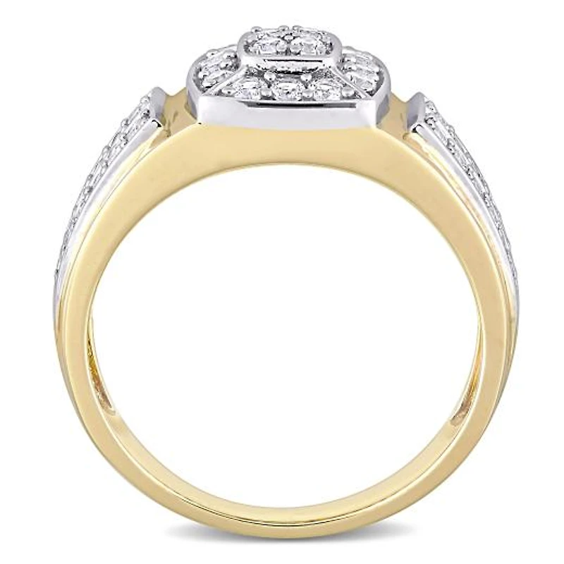 Julianna B 14K White & Yellow Gold White Sapphire Square Men's Ring