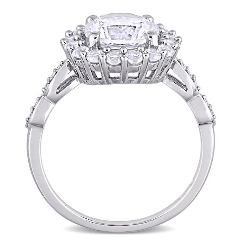 Julianna B 10K White Gold Created Sapphire & Diamond Engagement Ring