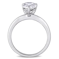 Julianna B 10K White Gold Pear Shape Created White Sapphire Solitaire Ring