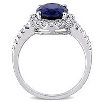 Julianna B 10K White Gold Created Blue & White Sapphire Engagement Ring